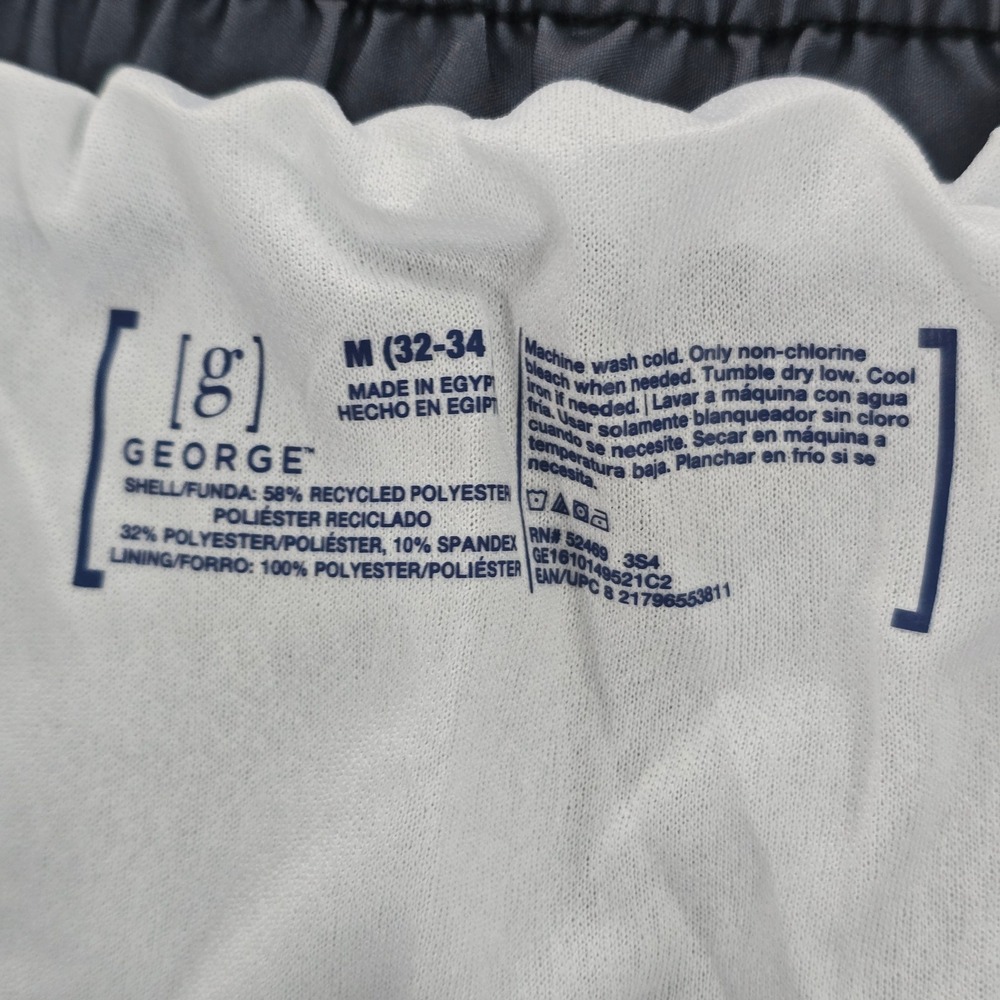George Mens Board Shorts Grey Black Striped Colorblock Swim Trunks M 32-34 NWT - Picture 4 of 7